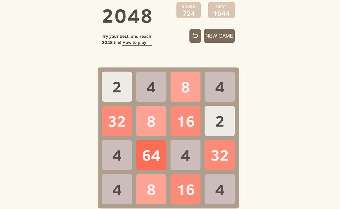 Preview image showing 2048 game made by Rafal Nawojczyk